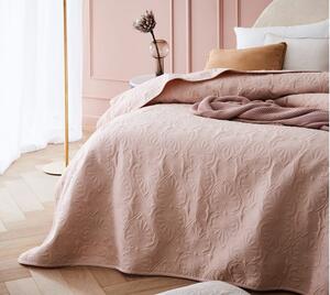 Gyönyörű púderrózsaszín dekoratív ágytakaró 240 x 260 cm