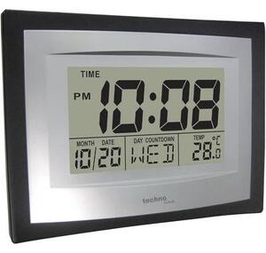 Digitális jumbo kvarc falióra, 35 x 220 x 170 mm, fekete/ezüst, Techno Line WS 8004