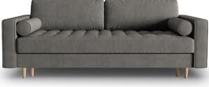 Sötétszürke bársony háromszemélyes kanapéágy MICADONI Gobi 225 cm