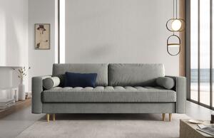 Szürke bársony háromszemélyes kanapéágy MICADONI Gobi 225 cm