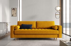 Sárga bársony háromszemélyes kanapé MICADONI Gobi 225 cm