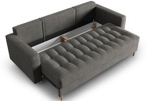 Sötétszürke bársony háromszemélyes kanapéágy MICADONI Gobi 225 cm