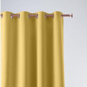 Egyszínű sárga függöny fűzőlyukakkal, 140 x 280 cm