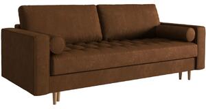 MICADONI Gobi barna bőr háromszemélyes kanapéágy 225 cm