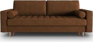 MICADONI Gobi barna bőr háromszemélyes kanapéágy 225 cm