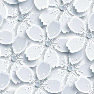 Fehér virágok öntapadós tapéta