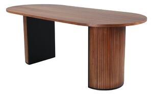 Asztal Dallas 1712, Dió, Fekete, 75x90x200cm, Közepes sűrűségű farostlemez, Természetes fa furnér, Természetes fa furnér, Közepes sűrűségű farostlemez
