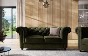 Zöld bársony kétüléses kanapé MICADONI Lapis 170 cm