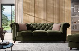 Zöld bársony háromszemélyes kanapé MICADONI Lapis 224 cm