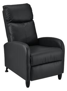 Relax fotel TV fotel kárpitozott fotel dönthető háttámlával fekvőfotel műbőr fekete