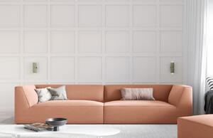 Rózsaszín bársony négyszemélyes kanapé MICADONI Ruby 302 cm