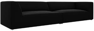 Fekete bársony négyszemélyes kanapé MICADONI Ruby 302 cm