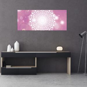Egy mandala képe rózsaszín háttérrel (120x50 cm)