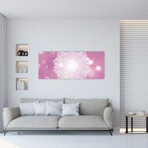 Egy mandala képe rózsaszín háttérrel (120x50 cm)