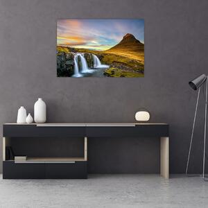 Kép a hegyekről és vízesésekről Izlandon (90x60 cm)