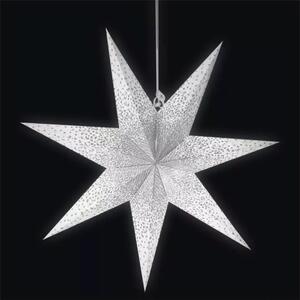 Karácsonyi függeszhető csillogó papírcsillag, ezüst, 60 cm, 1xE14 foglalattal