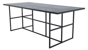 Asztal Dallas 2466, Fekete, 74x90x200cm, Edzett üveg, Fém