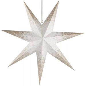 Karácsonyi függeszhető csillogó papírcsillag, fehér-arany, 60 cm, 1xE14 foglalattal