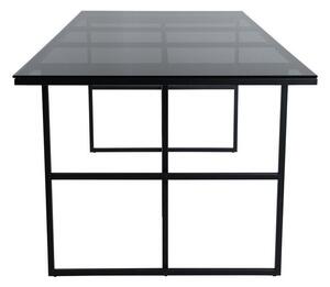 Asztal Dallas 2466, Fekete, 74x90x200cm, Edzett üveg, Fém
