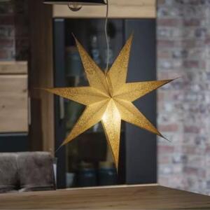 Karácsonyi függeszhető csillogó papírcsillag, fehér-arany, 60 cm, 1xE14 foglalattal