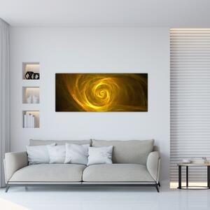 Absztrakt sárga spirál képe (120x50 cm)