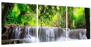 Kép egy vízesésről Kanchanaburiban, Thaiföldön (órával) (90x30 cm)
