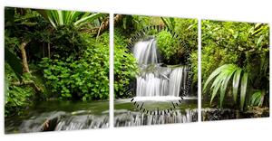 Kép - vízesés az esőerdőben (órával) (90x30 cm)