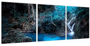 Kép - Varázslatos éjszaka egy trópusi erdőben (órával) (90x30 cm)