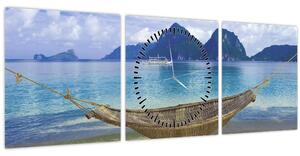 Kép - Egy függőágy képe a tengerparton 2 (órával) (90x30 cm)