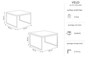 Két tölgyfa dohányzóasztal készlet MICADONI VELD 60 x 60/50 x 50 cm