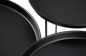 Három fekete fém MICADONI ATACA dohányzóasztal készlet 63/50 /43 cm