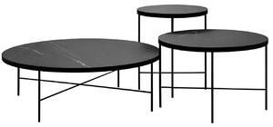 Három fekete márvány MICADONI STEPPE dohányzóasztal készlet 90/60/43 cm