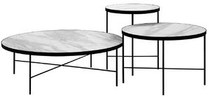 Három fehér MICADONI STEPPE márvány dohányzóasztal készlet 90/60/43 cm