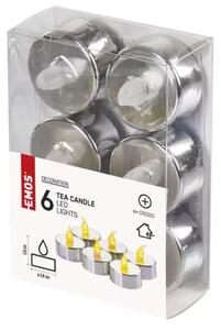 LED-es ezüst teamécsesek, 6 db/csomag