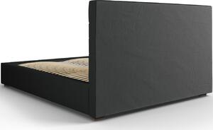 Fekete szövet ágy MICADONI Aranda 140 x 200 cm