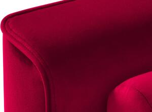 MICADONI Leona 225 cm vörös bársony sarokkanapé, fekete talppal, bal/jobb