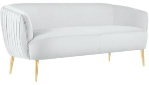 MICADONI Moss 179 cm-es fehér bársony kétüléses kanapé arany alappal