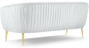 MICADONI Moss 179 cm-es fehér bársony kétüléses kanapé arany alappal