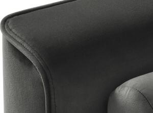 MICADONI Leona 225 cm sötétszürke bársony sarokkanapé, fekete alappal, bal/jobb