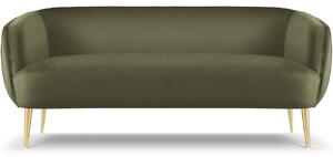 MICADONI Moss zöld bársony kétüléses kanapé 179 cm, arany alappal