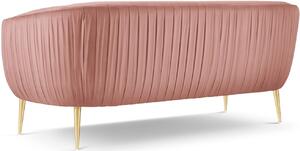 MICADONI Moss rózsaszín bársony kétüléses kanapé 179 cm, arany alappal