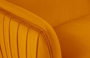 MICADONI Moss 179 cm mustársárga bársony kétüléses kanapé arany alappal