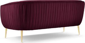 Bordó vörös bársony kétüléses kanapé MICADONI Moss 179 cm arany alappal