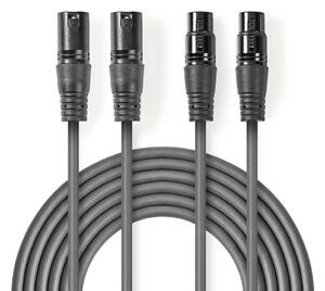 Nedis COTH15030GY50 egyensúlyozott XLR audiokábel 2 db XLR-3 csatlakozó -> 2db XLR-3 aljzat 5,0 m szürke