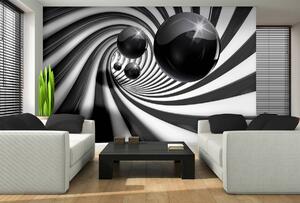 Fotótapéta - 3D fekete-fehér alagút (152,5x104 cm)