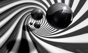 Fotótapéta - 3D fekete-fehér alagút (152,5x104 cm)