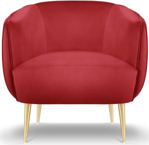 MICADONI Moss vörös bársony fotel arany alappal