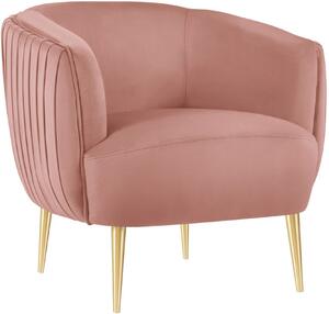 MICADONI Moss rózsaszín bársony fotel arany alappal