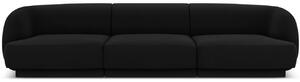Fekete bársony háromszemélyes kanapé MICADONI Miley 259 cm