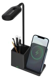 S-Link LED Asztali lámpa Wireless töltővel 10W fekete (37531)